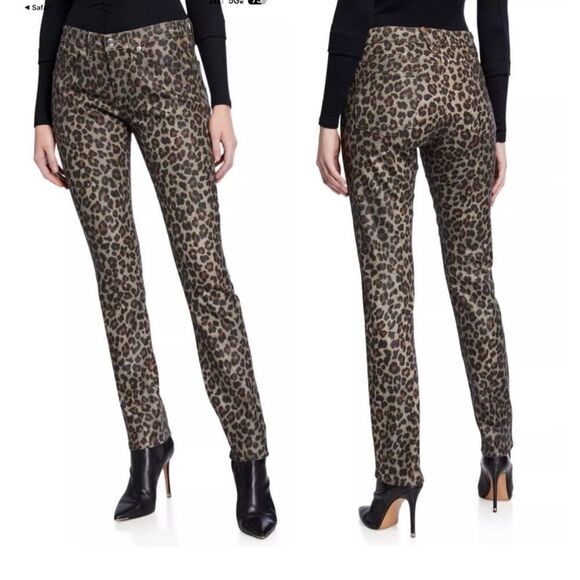 Veronica Beard Leopard Coated Print Mid Rise Skinny Brooke‎ Jeans Size 26 Size 2 - Picture 1 of 13
